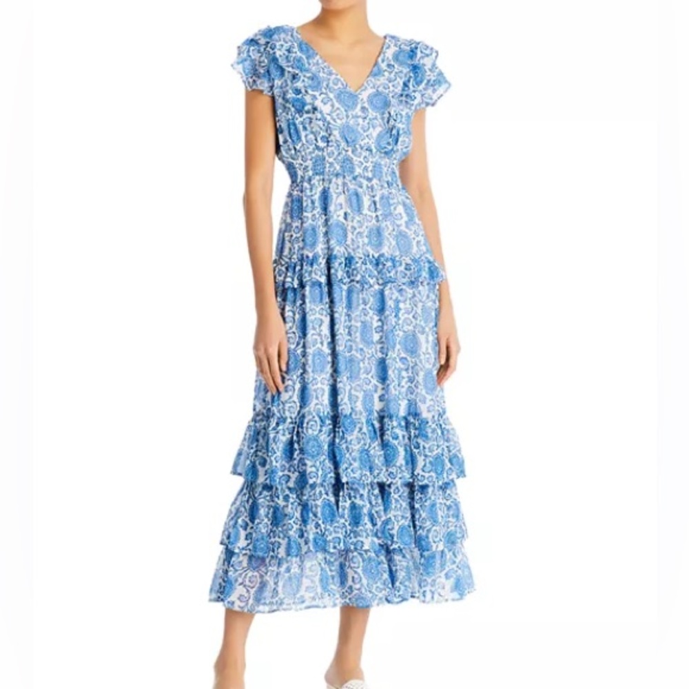 🫖 AQUA-Ruffled Floral Maxi Dress🫖
